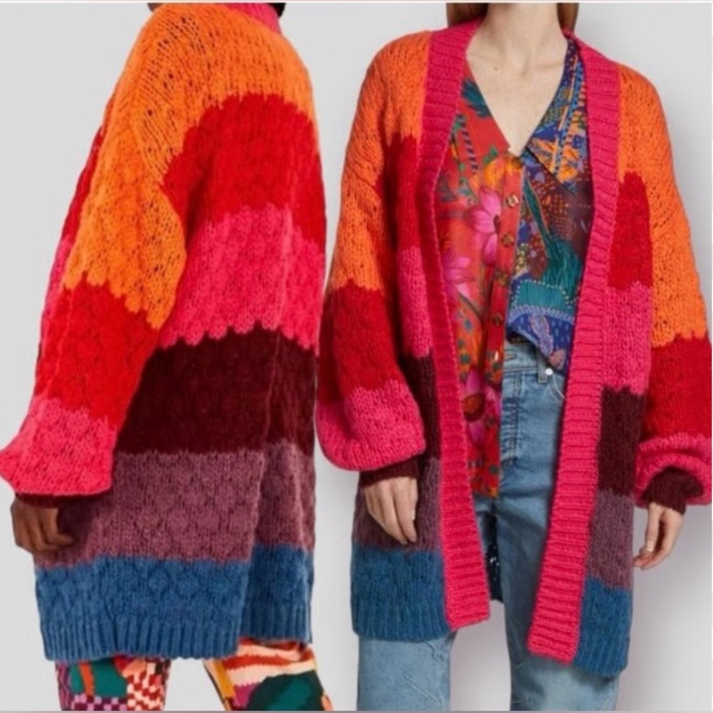 FARM Rio Block Striped Open Cardigan NWT! - Picture 16 of 16